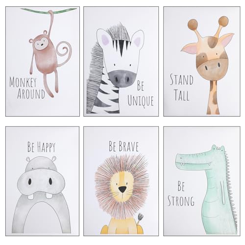 DOULEIN Poster Kinderzimmer,6er Set Wandbilder Kinderzimmer Deko Babyzimmer Deko Wandposter Bilder Babyzimmer Deko Jungen Mädchen Wohnzimmer Schlafzimmer Wanddekoration(A4 Ohne Rahmen) von DOULEIN