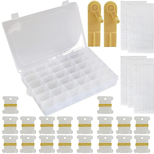 DOULEIN Stickgarn Organizer Box,Aufbewahrungsbox für Stickgarne 36 Fächer mit 200 Plastik Stickgarn Spulen und 256 leeren Aufklebern 2 Garnwickler, für Handwerk, DIY Stickerei, Nähgarnaufbewahrung DOULEIN Stickgarn Organizer Box,Aufbewahrungsbox für Stickgarne 36 Fächer mit 200 Plastik Stickgarn Spulen und 256 leeren Aufklebern 2 Garnwickler, für Handwerk, DIY Stickerei, Nähgarnaufbewahrung von DOULEIN