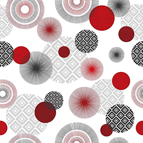 Wachstuch Meterware Breite 140 cm Rund Rot Schwarz Grau Weiß Wachstuch Meterware Breite 140 cm Rund Rot Schwarz Grau Weiß von DOULITO