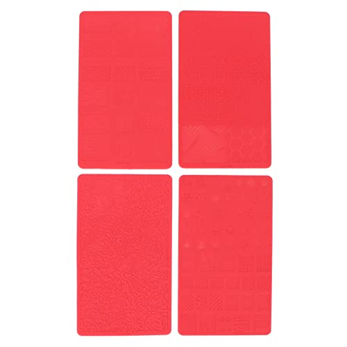 DOUQIFEI 3D Relief Nail Printing Template Silikon Nail Carving Stencil Mold Nail Art Tool für DIY Nail Design zu Hause oder im Nagelstudio 4 Stück von DOUQIFEI
