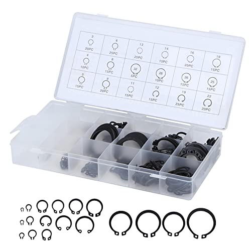 E CLIP KIT EXTERNE SICHERUNGSRINGE HOCHWERTIGER METALL SATZ MIT 300 TEILEN FÜR LAGER ZAHNRÄDER UND RIEMENSCHEIBEN SCHWARZ 2MM BIS 32MM von DOUQIFEI