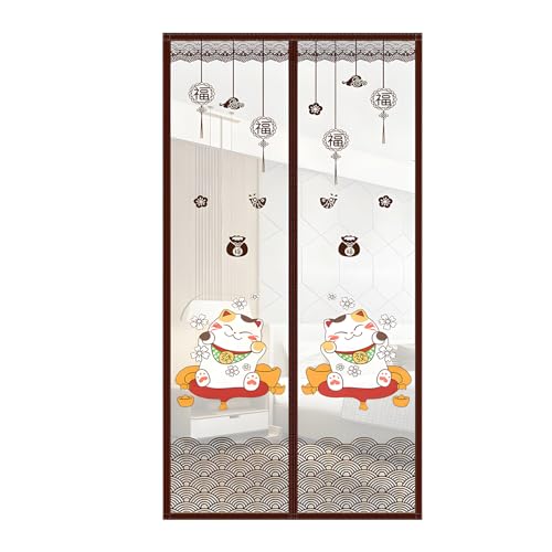 Hochdichtes magnetisches Fliegengitter für Haus und Terrasse, reißfest, mit Magnetverschluss, 70 x 190 cm (Breite x Höhe), Orange von DOUSMHII
