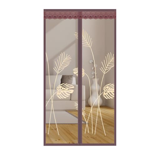 Robuster Türschutz, Magnetverschluss, Türgitter, selbstdichtend, reißfest, einfache Montage, feines Netz, hält Insekten fern, 110 x 210 cm (Breite x Höhe), Hellbraun von DOUSMHII
