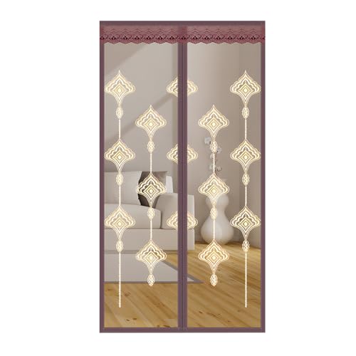Robuster Türschutz, Magnetverschluss, Türgitter, selbstdichtend, reißfest, einfache Montage, feines Netz, hält Insekten fern, 155 x 180 cm (Breite x Höhe), Gelb von DOUSMHII