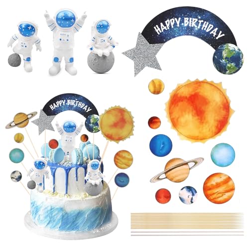 DOWNDRIFT Astronauten Tortendeko,13 Stück kuchendeko geburtstag astronaut,Weltraum Astronaut Tortendeko Astronaut Kuchen Dekorieren,Astronaut cake topper für weltraum kindergeburtstag von DOWNDRIFT