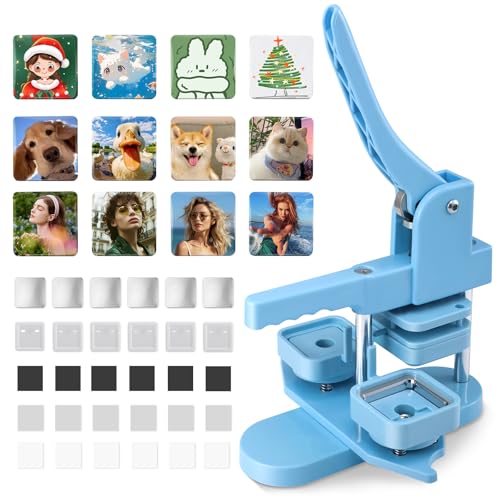 Quadratische Button-Maschine Kit – Magnet-Pin Maker 50x50 mm inkl. 100 Zubehörteilen für DIY-Foto-Buttons – Professionelle Badge-Presse für quadratische Anstecker DOYFAY von DOYFAY