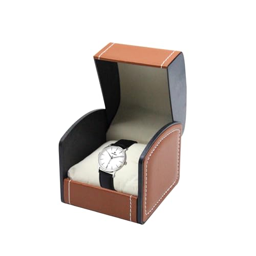 DOZNOZRI Uhrenbox Herren 1 uhr Single Grid PU Leder Uhrenetui mit Kissen Uhrenkasten Damen klein für Uhren, Schmuck, Anhänger, Halskette, Armbänder,Herren und Damen (Braun) von DOZNOZRI