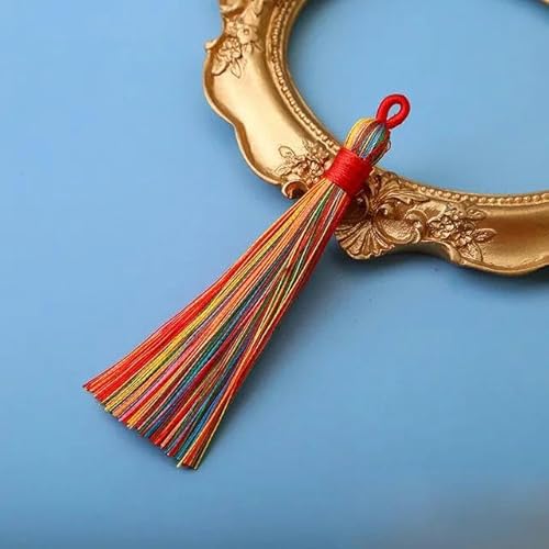 5 Stück/Packung 8 cm Baumwolle Seide Quaste Kordeln Pinsel für Ohrringe Charm Anhänger Quaste Fransen DIY Schmuckherstellung-Rot Mehrfarbig von DPENMH