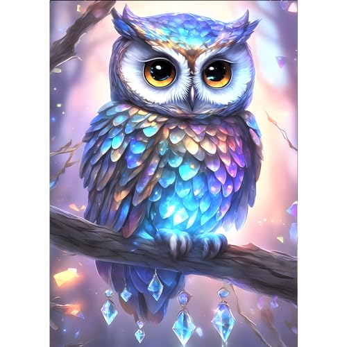 DPHERO 5D Diamond Painting Eule Diamant Painting Bilder Fantasie Eule Diamond Painting Erwachsene Diamond Painting Bilder Diamant Bilder Kinder DIY Cross Stickerei Malerei Kits Wand Dekor 30x40cm von DPHERO