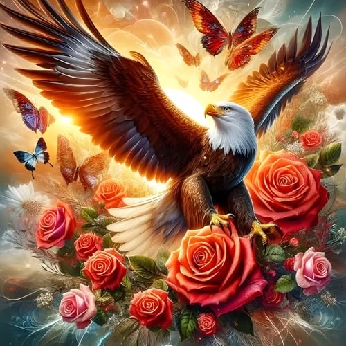 DPHERO DIY Adler Diamant Painting Bilder für Erwachsene Anfänger,5D Adler Diamond Painting Set,DIY Rosen Blumen Runde Steine Diamant Kunst Kits, Diamant Art für Zuhause Dekor 30x30 cm DPHERO DIY Adler Diamant Painting Bilder für Erwachsene Anfänger,5D Adler Diamond Painting Set,DIY Rosen Blumen Runde Steine Diamant Kunst Kits, Diamant Art für Zuhause Dekor 30x30 cm von DPHERO
