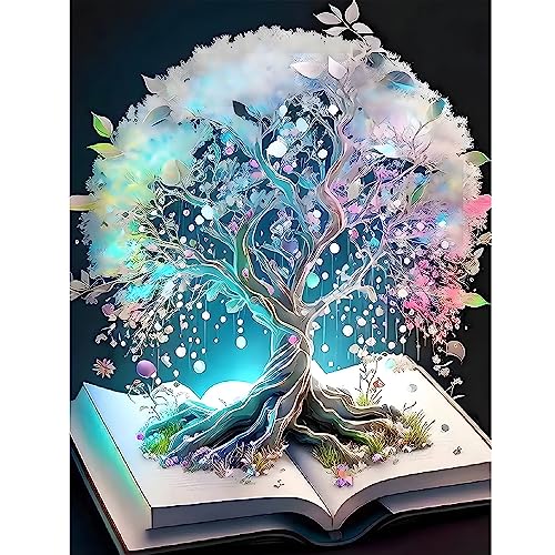 DPHERO DIY Baum des Lebens Diamant Painting Bilder für Erwachsene Kinder,5D Blumen Diamond Painting Set,DIY Strass Bilder Buch Diamant Kunst Kits,Runde Steine Diamant Painting Zuhause Dekor 30x40cm von DPHERO