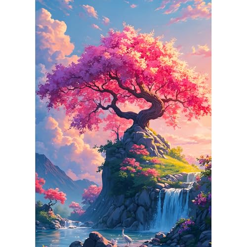 DPHERO DIY Baum des Lebens Diamant Painting Kits Bilder für Erwachsene Anfänger,5D Wasserfall Diamond Painting Set,DIY Blumen Runde Steine Diamant Kunst Kits, Diamant Art für Zuhause Dekor 30x40 cm DPHERO DIY Baum des Lebens Diamant Painting Kits Bilder für Erwachsene Anfänger,5D Wasserfall Diamond Painting Set,DIY Blumen Runde Steine Diamant Kunst Kits, Diamant Art für Zuhause Dekor 30x40 cm von DPHERO