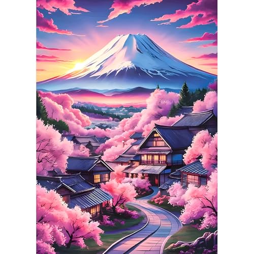 DPHERO DIY Berg Fuji Diamant Painting Kits Bilder für Erwachsene Anfänger,5D Kirschblüten Diamond Painting Set,DIY Runde Steine Morgengrauen Diamant Kunst Kits, Diamant Art für Zuhause Dekor 30x40 cm DPHERO DIY Berg Fuji Diamant Painting Kits Bilder für Erwachsene Anfänger,5D Kirschblüten Diamond Painting Set,DIY Runde Steine Morgengrauen Diamant Kunst Kits, Diamant Art für Zuhause Dekor 30x40 cm von DPHERO