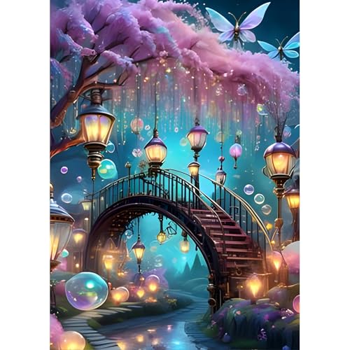 DPHERO DIY Brücke Diamant Painting Bilder für Erwachsene Anfänger,5D Baum Diamond Painting Set,DIY Straßenlaternen Runde Steine Diamant Kunst Kits, Diamant Painting für Zuhause Dekor 30x40 cm DPHERO DIY Brücke Diamant Painting Bilder für Erwachsene Anfänger,5D Baum Diamond Painting Set,DIY Straßenlaternen Runde Steine Diamant Kunst Kits, Diamant Painting für Zuhause Dekor 30x40 cm von DPHERO