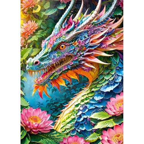 DPHERO DIY Bunter Drache Diamant Painting Bilder für Erwachsene Anfänger,5D Lotus Diamond Painting Set,DIY Blumen Runde Steine Diamant Kunst Kits, Diamant Painting für Zuhause Dekor 30x40 cm DPHERO DIY Bunter Drache Diamant Painting Bilder für Erwachsene Anfänger,5D Lotus Diamond Painting Set,DIY Blumen Runde Steine Diamant Kunst Kits, Diamant Painting für Zuhause Dekor 30x40 cm von DPHERO