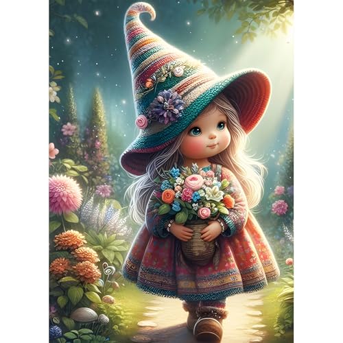 DPHERO DIY Cartoon-Elfe Diamant Painting Kits Bilder für Erwachsene Anfänger,5D Fantasie Fee Diamond Painting Set,DIY Blumen Runde Steine Diamant Kunst Kits, Diamant Art für Zuhause Dekor 30x40 cm von DPHERO