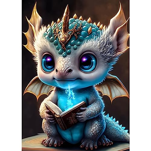 DPHERO DIY Drache Diamant Painting Bilder für Erwachsene Kinder,5D Zeichentrickfilm Diamond Painting Set,DIY Strass Bilder Tier Diamant Kunst Kits,Runde Steine Diamant Painting Zuhause Dekor 30x40cm von DPHERO