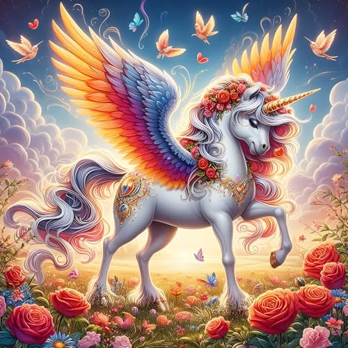DPHERO DIY Fantasie Einhorn Diamant Painting Kits Bilder für Erwachsene Anfänger,5D Flügel Diamond Painting Set,DIY Runde Steine Traumland Diamant Kunst Kits, Diamant Art für Zuhause Dekor 30x30 cm DPHERO DIY Fantasie Einhorn Diamant Painting Kits Bilder für Erwachsene Anfänger,5D Flügel Diamond Painting Set,DIY Runde Steine Traumland Diamant Kunst Kits, Diamant Art für Zuhause Dekor 30x30 cm von DPHERO