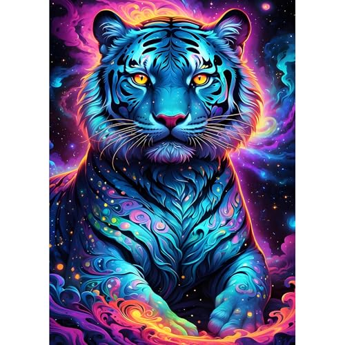 DPHERO DIY Fantasie Tiger Diamant Painting Bilder für Erwachsene Anfänger,5D Glühende Diamond Painting Set,DIY Traumland Runde Steine Diamant Kunst Kits, Diamant Art für Zuhause Dekor 30x40 cm DPHERO DIY Fantasie Tiger Diamant Painting Bilder für Erwachsene Anfänger,5D Glühende Diamond Painting Set,DIY Traumland Runde Steine Diamant Kunst Kits, Diamant Art für Zuhause Dekor 30x40 cm von DPHERO
