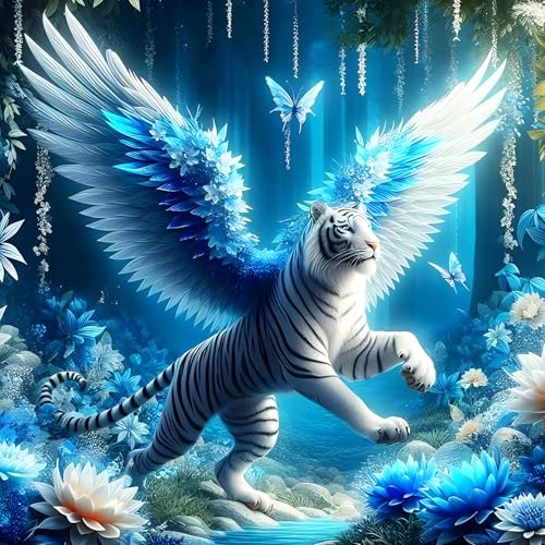 DPHERO DIY Fantasie-Tiger Diamant Painting Kits Bilder für Erwachsene Anfänger,5D Flügel Diamond Painting Set,DIY Runde Steine Traumland Diamant Kunst Kits, Diamant Art für Zuhause Dekor 30x30 cm DPHERO DIY Fantasie-Tiger Diamant Painting Kits Bilder für Erwachsene Anfänger,5D Flügel Diamond Painting Set,DIY Runde Steine Traumland Diamant Kunst Kits, Diamant Art für Zuhause Dekor 30x30 cm von DPHERO