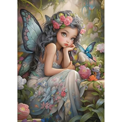DPHERO DIY Fee Diamant Painting Bilder für Erwachsene Anfänger,5D Schmetterling Diamond Painting Set,DIY Runde Steine Blumen Diamant Kunst Kits,Haus Diamant Painting für Zuhause Dekor 30x40 cm DPHERO DIY Fee Diamant Painting Bilder für Erwachsene Anfänger,5D Schmetterling Diamond Painting Set,DIY Runde Steine Blumen Diamant Kunst Kits,Haus Diamant Painting für Zuhause Dekor 30x40 cm von DPHERO