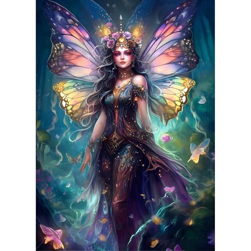 DPHERO DIY Fee Diamant Painting Bilder für Erwachsene Anfänger,5D Schmetterling Diamond Painting Set,DIY Traumland Runde Steine Diamant Kunst Kits, Diamant Painting für Zuhause Dekor 30x40 cm DPHERO DIY Fee Diamant Painting Bilder für Erwachsene Anfänger,5D Schmetterling Diamond Painting Set,DIY Traumland Runde Steine Diamant Kunst Kits, Diamant Painting für Zuhause Dekor 30x40 cm von DPHERO
