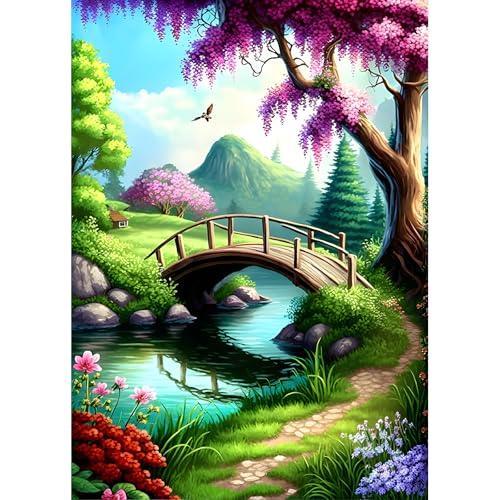 DPHERO DIY Frühling Diamant Painting Bilder für Erwachsene Anfänger,5D Brücke Diamond Painting Set,DIY Baum Runde Steine Diamant Kunst Kits, Diamant Painting für Zuhause Dekor 30x40 cm DPHERO DIY Frühling Diamant Painting Bilder für Erwachsene Anfänger,5D Brücke Diamond Painting Set,DIY Baum Runde Steine Diamant Kunst Kits, Diamant Painting für Zuhause Dekor 30x40 cm von DPHERO