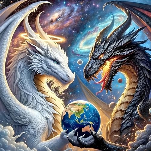 DPHERO DIY Gut und Böse Diamant Painting Bilder für Erwachsene Anfänger,5D Drache Diamond Painting Set,DIY Erde Runde Steine Diamant Kunst Kits, Diamant Painting für Zuhause Dekor 30x30 cm DPHERO DIY Gut und Böse Diamant Painting Bilder für Erwachsene Anfänger,5D Drache Diamond Painting Set,DIY Erde Runde Steine Diamant Kunst Kits, Diamant Painting für Zuhause Dekor 30x30 cm von DPHERO