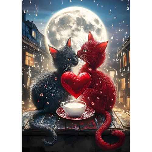 DPHERO DIY Kätzchen Diamant Painting Kits Bilder für Erwachsene Anfänger,5D Mond Herz Diamond Painting Set,DIY Liebespaar Runde Steine Diamant Kunst Kits, Diamant Art für Zuhause Dekor 30x40 cm DPHERO DIY Kätzchen Diamant Painting Kits Bilder für Erwachsene Anfänger,5D Mond Herz Diamond Painting Set,DIY Liebespaar Runde Steine Diamant Kunst Kits, Diamant Art für Zuhause Dekor 30x40 cm von DPHERO