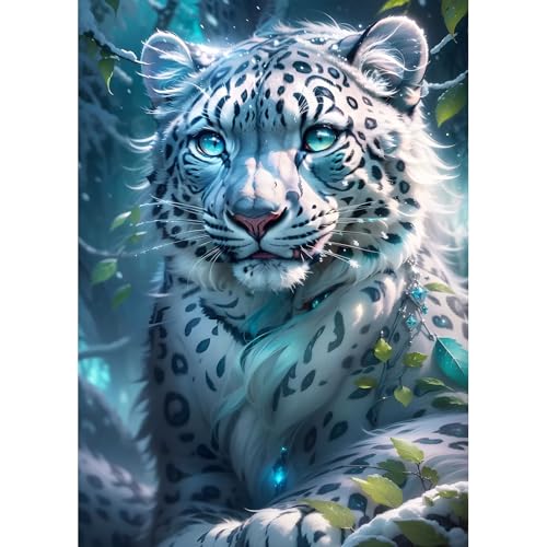 DPHERO DIY Leopard Diamant Painting Bilder für Erwachsene Anfänger,5D Fantasie Diamond Painting Set,DIY Leopard Runde Steine Diamant Kunst Kits, Diamant Art für Zuhause Dekor 30x40 cm von DPHERO