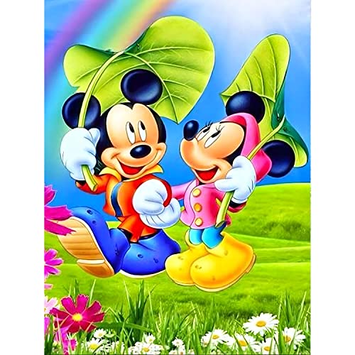 DPHERO DIY Mickey Diamant Painting Bilder für Erwachsene Kinder,5D Blumen Diamond Painting Set,DIY Strass Bilder Cartoon Diamant Kunst Kits,Runde Steine Diamant Painting für Zuhause Dekor 30x40 cm von DPHERO