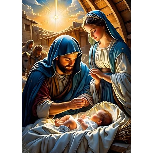 DPHERO DIY Neues Leben Diamant Painting Bilder für Erwachsene Anfänger,5D Jesus Diamond Painting Set,DIY Licht des Lebens Runde Steine Diamant Kunst Kits, Diamant Painting für Zuhause Dekor 30x40cm von DPHERO