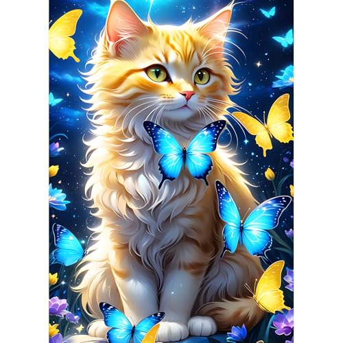 DPHERO DIY Orangefarbene Katze Diamant Painting Kits Bilder für Erwachsene Anfänger,5D Schmetterling Diamond Painting Set,DIY Runde Steine Diamant Kunst Kits, Diamant Art für Zuhause Dekor 30x40 cm DPHERO DIY Orangefarbene Katze Diamant Painting Kits Bilder für Erwachsene Anfänger,5D Schmetterling Diamond Painting Set,DIY Runde Steine Diamant Kunst Kits, Diamant Art für Zuhause Dekor 30x40 cm von DPHERO