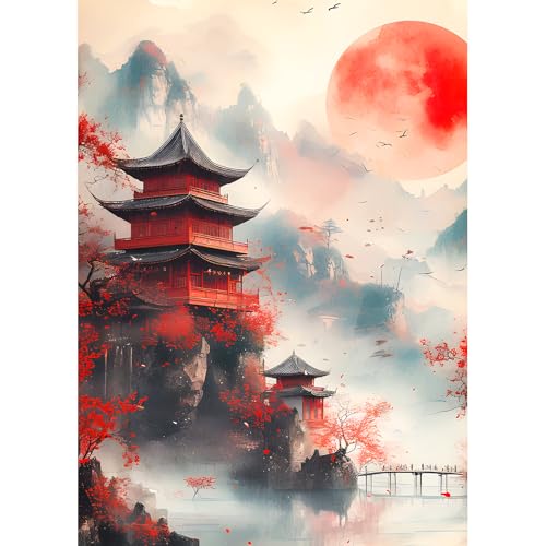 DPHERO DIY Pagode Diamant Painting Kits Bilder für Erwachsene Anfänger,5D Palast Diamond Painting Set,DIY Runde Steine Sonnenaufgang Diamant Kunst Kits,Berg Diamond Art für Zuhause Dekor 30x40 cm DPHERO DIY Pagode Diamant Painting Kits Bilder für Erwachsene Anfänger,5D Palast Diamond Painting Set,DIY Runde Steine Sonnenaufgang Diamant Kunst Kits,Berg Diamond Art für Zuhause Dekor 30x40 cm von DPHERO