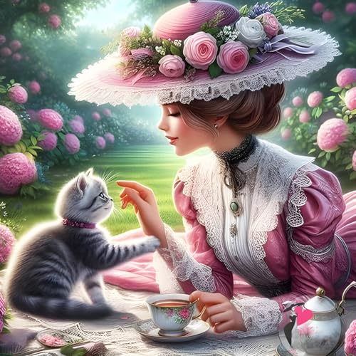 DPHERO DIY Retro-Prinzessin Diamant Painting Kits Bilder für Erwachsene Anfänger,5D Dame Diamond Painting Set,DIY Runde Steine Kätzchen Diamant Kunst Kits, Diamant Art für Zuhause Dekor 30x30 cm DPHERO DIY Retro-Prinzessin Diamant Painting Kits Bilder für Erwachsene Anfänger,5D Dame Diamond Painting Set,DIY Runde Steine Kätzchen Diamant Kunst Kits, Diamant Art für Zuhause Dekor 30x30 cm von DPHERO