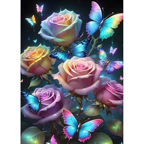 DPHERO DIY Schmetterling Diamant Painting Bilder für Erwachsene Anfänger,5D Bunte Blumen Diamond Painting Set,DIY Fantasie Runde Steine Diamant Kunst Kits, Diamant Painting für Zuhause Dekor 30x40 cm DPHERO DIY Schmetterling Diamant Painting Bilder für Erwachsene Anfänger,5D Bunte Blumen Diamond Painting Set,DIY Fantasie Runde Steine Diamant Kunst Kits, Diamant Painting für Zuhause Dekor 30x40 cm von DPHERO