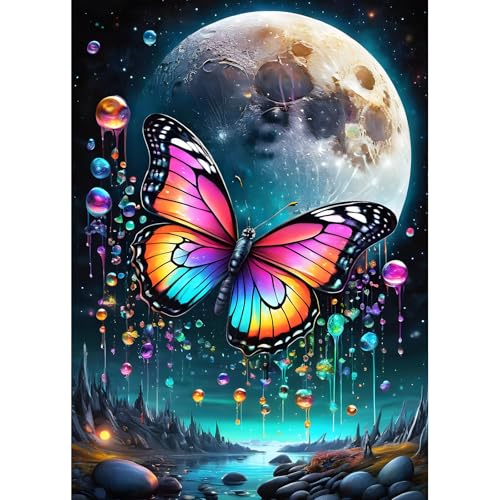 DPHERO DIY Schmetterling Diamant Painting Bilder für Erwachsene Anfänger,5D Mond Diamond Painting Set,DIY Traumland Runde Steine Diamant Kunst Kits, Diamant Art für Zuhause Dekor 30x40 cm DPHERO DIY Schmetterling Diamant Painting Bilder für Erwachsene Anfänger,5D Mond Diamond Painting Set,DIY Traumland Runde Steine Diamant Kunst Kits, Diamant Art für Zuhause Dekor 30x40 cm von DPHERO