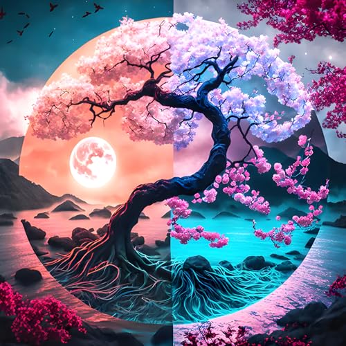 DPHERO DIY Sonne und Mond Diamant Painting Kits Bilder für Erwachsene Anfänger,5D Baum des Lebens Diamond Painting Set,DIY Runde Steine Blumen Diamant Kunst Kits, Diamant Art für Zuhause Dekor 30x30cm DPHERO DIY Sonne und Mond Diamant Painting Kits Bilder für Erwachsene Anfänger,5D Baum des Lebens Diamond Painting Set,DIY Runde Steine Blumen Diamant Kunst Kits, Diamant Art für Zuhause Dekor 30x30cm von DPHERO