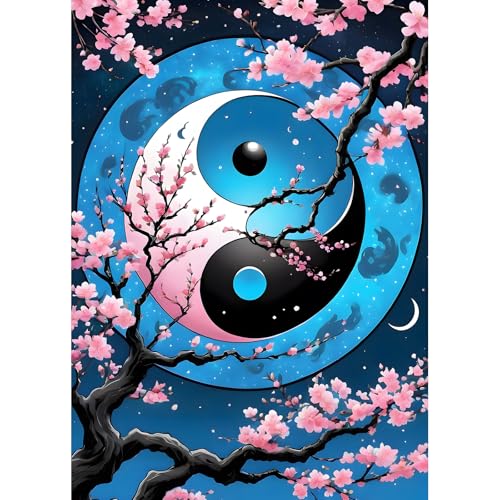 DPHERO DIY Taiji Diamant Painting Kits Bilder für Erwachsene Anfänger,5D Yin und Yang Diamond Painting Set,DIY Runde Steine Kirschblüten Diamant Kunst Kits, Diamant Art für Zuhause Dekor 30x40 cm DPHERO DIY Taiji Diamant Painting Kits Bilder für Erwachsene Anfänger,5D Yin und Yang Diamond Painting Set,DIY Runde Steine Kirschblüten Diamant Kunst Kits, Diamant Art für Zuhause Dekor 30x40 cm von DPHERO