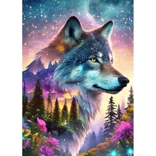 DPHERO DIY Timber Wolf Diamant Painting Bilder für Erwachsene Anfänger,5D Wolf Diamond Painting Set,DIY Sternenhimmel Runde Steine Diamant Kunst Kits, Diamant Art für Zuhause Dekor 30x40cm DPHERO DIY Timber Wolf Diamant Painting Bilder für Erwachsene Anfänger,5D Wolf Diamond Painting Set,DIY Sternenhimmel Runde Steine Diamant Kunst Kits, Diamant Art für Zuhause Dekor 30x40cm von DPHERO