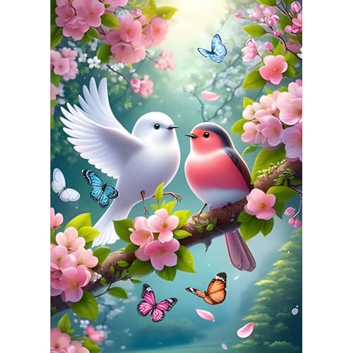 DPHERO DIY Unzertrennliche Diamant Painting Bilder für Erwachsene Anfänger,5D Vögel Diamond Painting Set,DIY Bunte Blumen Runde Steine Diamant Kunst Kits, Diamant Art für Zuhause Dekor 30x40 cm DPHERO DIY Unzertrennliche Diamant Painting Bilder für Erwachsene Anfänger,5D Vögel Diamond Painting Set,DIY Bunte Blumen Runde Steine Diamant Kunst Kits, Diamant Art für Zuhause Dekor 30x40 cm von DPHERO