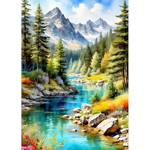 DPHERO DIY Verschneiter Berg Diamant Painting Bilder für Erwachsene Anfänger,5D Wald Diamond Painting Set,DIY Bach Runde Steine Diamant Kunst Kits, Diamant Art für Zuhause Dekor 30x40 cm DPHERO DIY Verschneiter Berg Diamant Painting Bilder für Erwachsene Anfänger,5D Wald Diamond Painting Set,DIY Bach Runde Steine Diamant Kunst Kits, Diamant Art für Zuhause Dekor 30x40 cm von DPHERO
