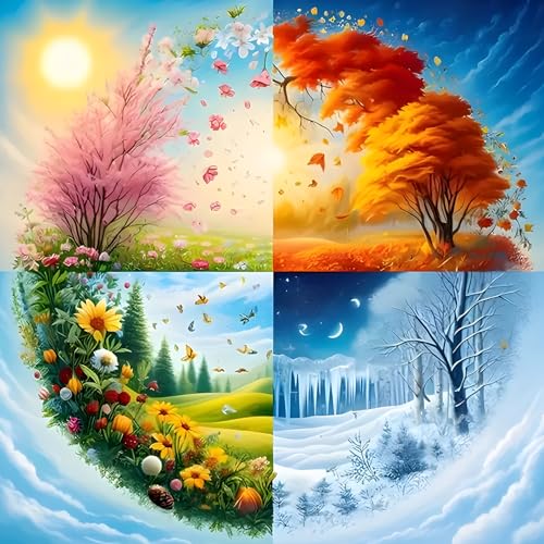 DPHERO DIY Vier Jahreszeiten Diamant Painting Kits Bilder für Erwachsene Anfänger,5D Fantasie Diamond Painting Set,DIY Runde Steine Blumen Diamant Kunst Kits, Diamond Art für Zuhause Dekor 30x30 cm DPHERO DIY Vier Jahreszeiten Diamant Painting Kits Bilder für Erwachsene Anfänger,5D Fantasie Diamond Painting Set,DIY Runde Steine Blumen Diamant Kunst Kits, Diamond Art für Zuhause Dekor 30x30 cm von DPHERO