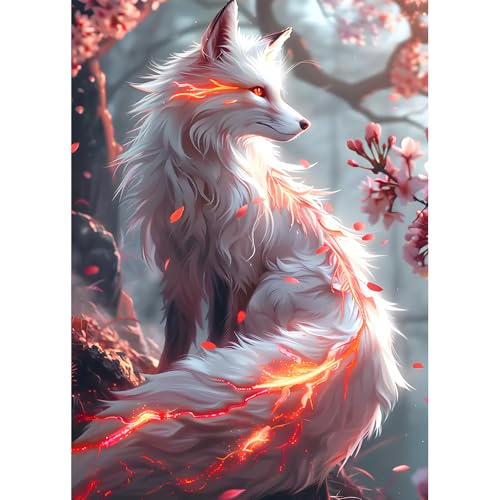 DPHERO DIY Weißer Fuchs Diamant Painting Kits Bilder für Erwachsene Anfänger,5D Blumen Diamond Painting Set,DIY Runde Steine Blitz-Fuchs Diamant Kunst Kits, Diamant Art für Zuhause Dekor 30x40 cm DPHERO DIY Weißer Fuchs Diamant Painting Kits Bilder für Erwachsene Anfänger,5D Blumen Diamond Painting Set,DIY Runde Steine Blitz-Fuchs Diamant Kunst Kits, Diamant Art für Zuhause Dekor 30x40 cm von DPHERO
