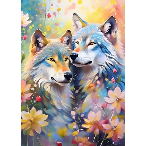 DPHERO DIY Zwei Wölfe Diamant Painting Kits Bilder für Erwachsene Anfänger,5D Liebespaar Diamond Painting Set,DIY Wildblumen Runde Steine Diamant Kunst Kits, Diamant Art für Zuhause Dekor 30x40 cm DPHERO DIY Zwei Wölfe Diamant Painting Kits Bilder für Erwachsene Anfänger,5D Liebespaar Diamond Painting Set,DIY Wildblumen Runde Steine Diamant Kunst Kits, Diamant Art für Zuhause Dekor 30x40 cm von DPHERO