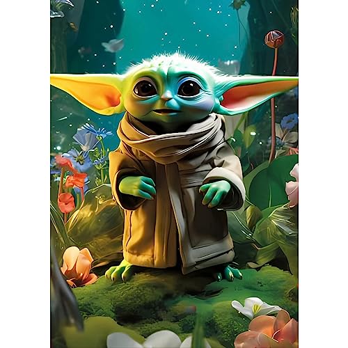 DPHERO Diamond Painting Baby Yoda Diamant Painting Bilder Diamond Painting Erwachsene Cartoon Diamond Painting Bilder Diamant Bilder Kinder DIY Cross Stickerei Malerei Kits Wand Dekor 40x50cm von DPHERO