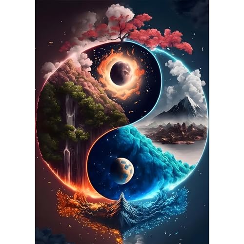 DPHERO Eis und Feuer Diamant Painting Bilder für Erwachsene Anfänger,5D Natur Diamond Painting Set,DIY Strass Bilder Tai Chi Diamant Kunst Kits,Runde Steine Diamant Painting für Zuhause Dekor 30x40 cm DPHERO Eis und Feuer Diamant Painting Bilder für Erwachsene Anfänger,5D Natur Diamond Painting Set,DIY Strass Bilder Tai Chi Diamant Kunst Kits,Runde Steine Diamant Painting für Zuhause Dekor 30x40 cm von DPHERO