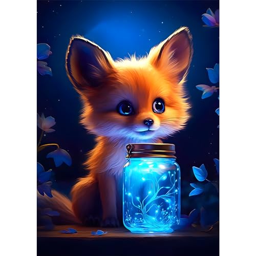 DPHERO Fuchs Diamant Painting Bilder für Erwachsene Kinder,5D Baby Fuchs Diamond Painting Set,DIY Strass Bilder Traumland Diamant Kunst Kits,Runde Steine Diamant Painting für Zuhause Dekor 30x40 cm von DPHERO