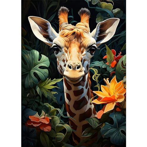 DPHERO Giraffe Diamant Painting Bilder für Erwachsene Kinder,5D Blumen Diamond Painting Set,DIY Strass Bilder Giraffe Diamant Kunst Kits,Runde Steine Diamant Painting für Zuhause Dekor 30x40 cm von DPHERO