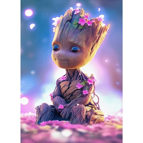 DPHERO Groot Diamant Painting Bilder für Erwachsene Kinder,5D Zeichentrickfilm Diamond Painting Set,DIY Strass Bilder Blumen Diamant Kunst Kits,Runde Steine Diamant Painting für Zuhause Dekor 30x40 cm von DPHERO